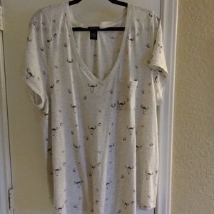 Heathered Grey Tee with Cow Skull Print, Size 3